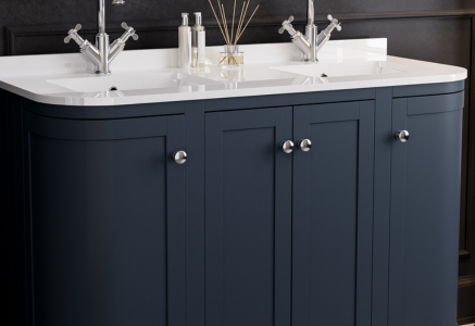 Indigo Blue Basin Vanity Unit with Chrome Handles